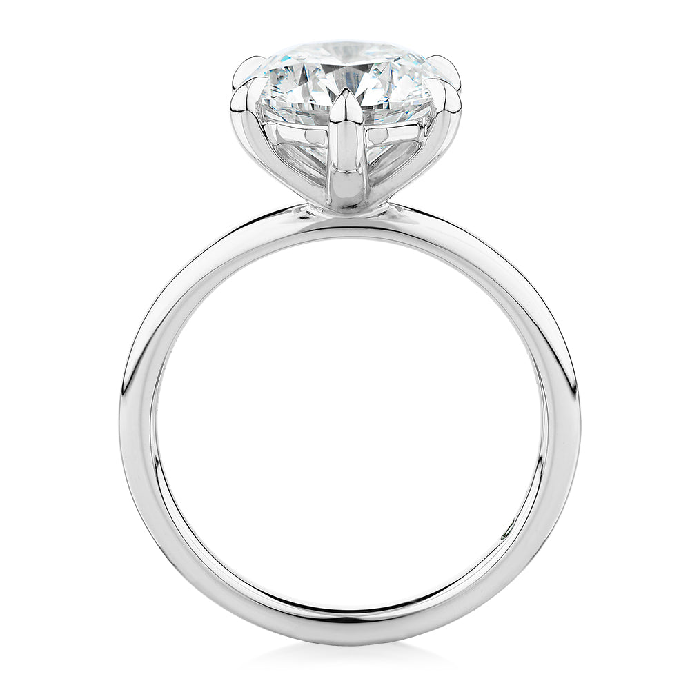 Signature Simulant Diamond 3.00 carat* round brilliant solitaire engagement ring in 14 carat white gold