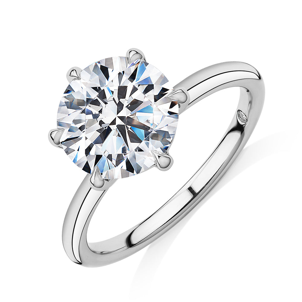 Signature Simulant Diamond 3.00 carat* round brilliant solitaire engagement ring in 14 carat white gold
