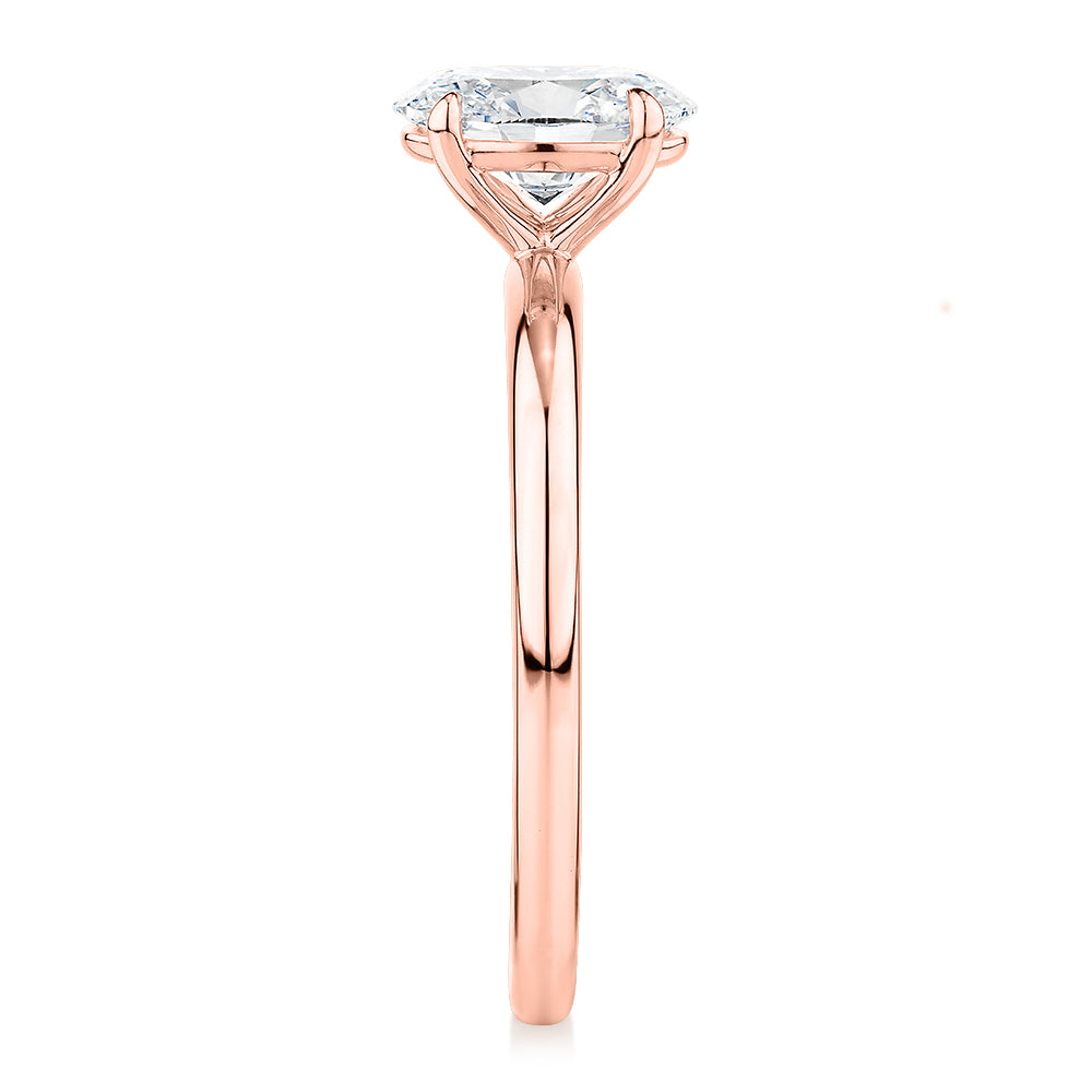 Premium Certified Lab-Grown Diamond, 1.00 carat oval solitaire engagement ring in 14 carat rose gold