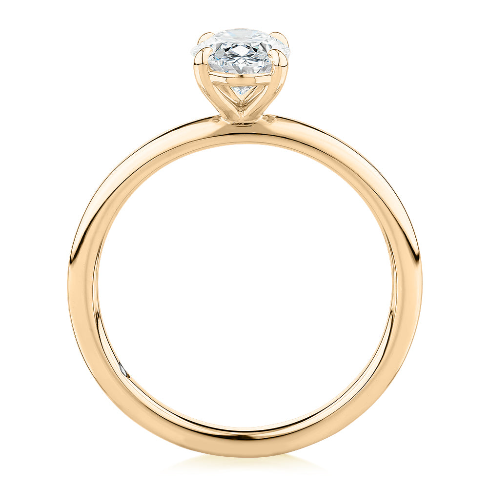 Signature Simulant Diamond 1.00 carat* oval solitaire engagement ring in 14 carat yellow gold