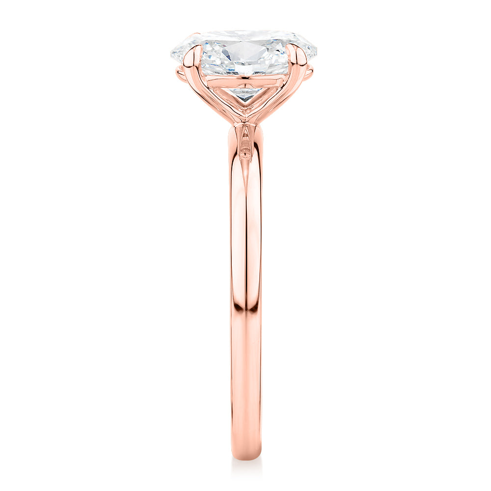 Signature Simulant Diamond 1.50 carat* oval solitaire engagement ring in 14 carat rose gold