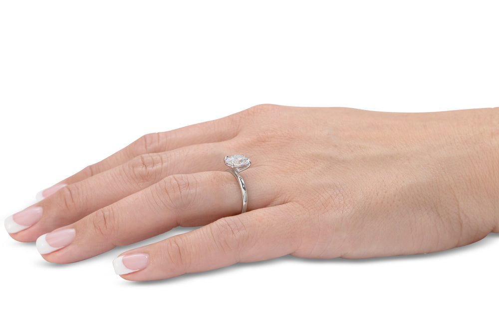 Premium Certified Lab-Grown Diamond, 2.00 carat oval solitaire engagement ring in 18 carat white gold