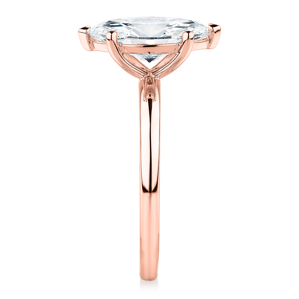 Premium Certified Lab-Grown Diamond, 2.00 carat marquise solitaire engagement ring in 14 carat rose gold