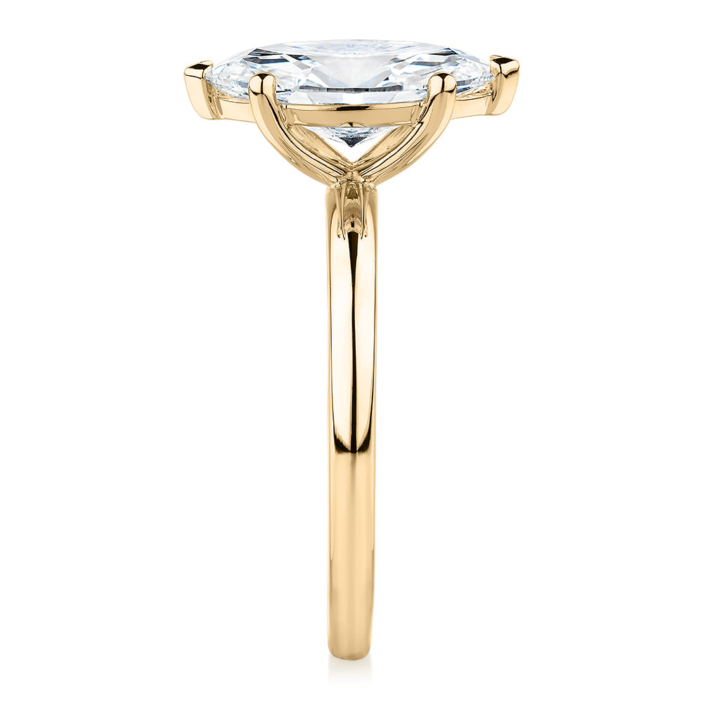 Premium Certified Lab-Grown Diamond, 2.00 carat marquise solitaire engagement ring in 14 carat yellow gold