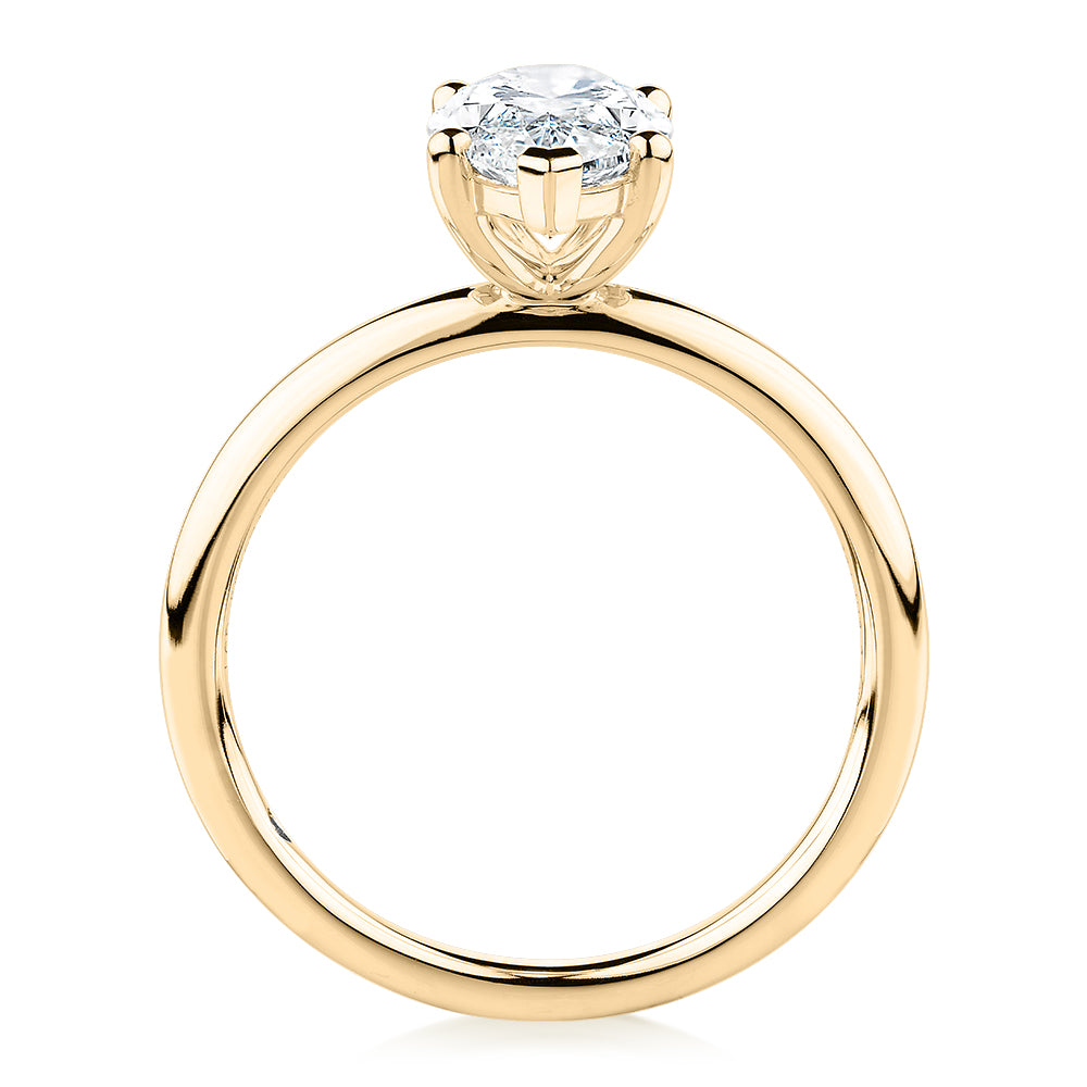 Premium Certified Lab-Grown Diamond, 2.00 carat marquise solitaire engagement ring in 14 carat yellow gold