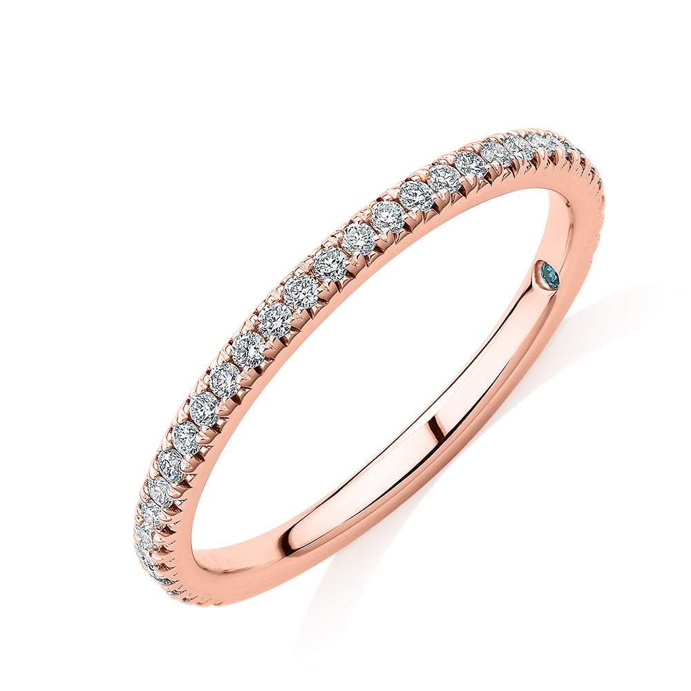 Premium Laboratory Created Diamond, 0.23 carat TW round brilliant wedding or eternity band in 14 carat rose gold