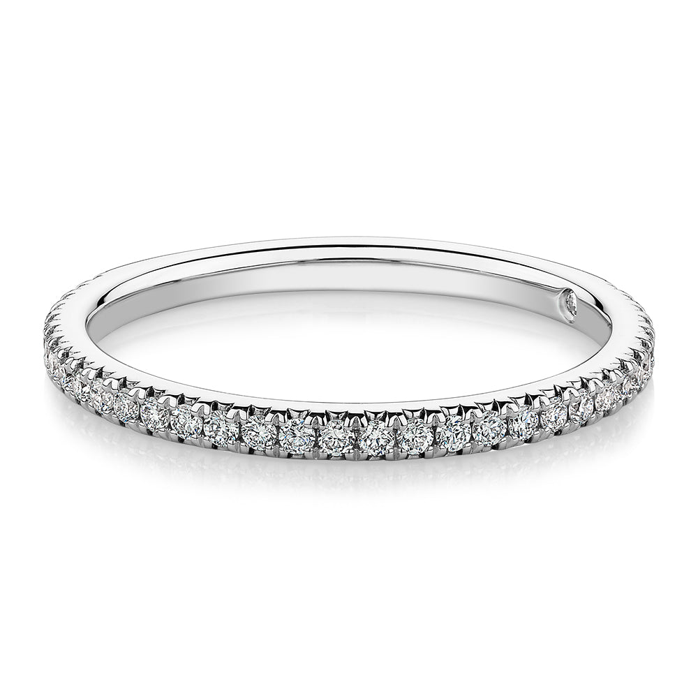 Signature Simulant Diamond 0.23 carat* TW round brilliant wedding or eternity band in 14 carat white gold