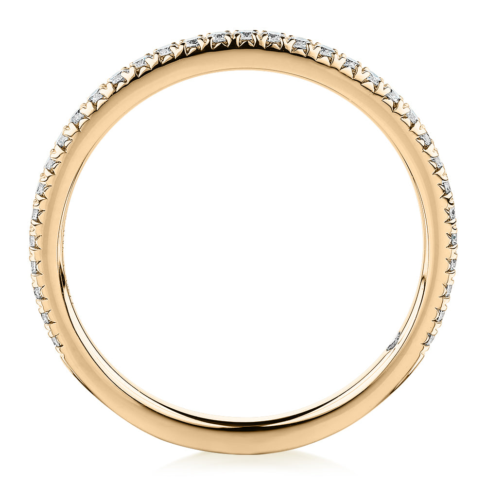 Signature Simulant Diamond 0.23 carat* TW round brilliant wedding or eternity band in 14 carat yellow gold
