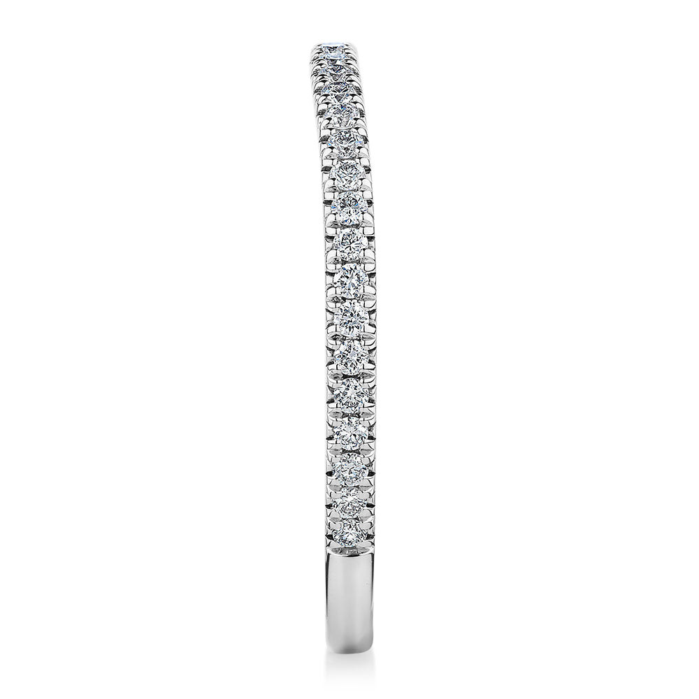 Premium Laboratory Created Diamond, 0.23 carat TW round brilliant curved wedding or eternity band in 14 carat white gold