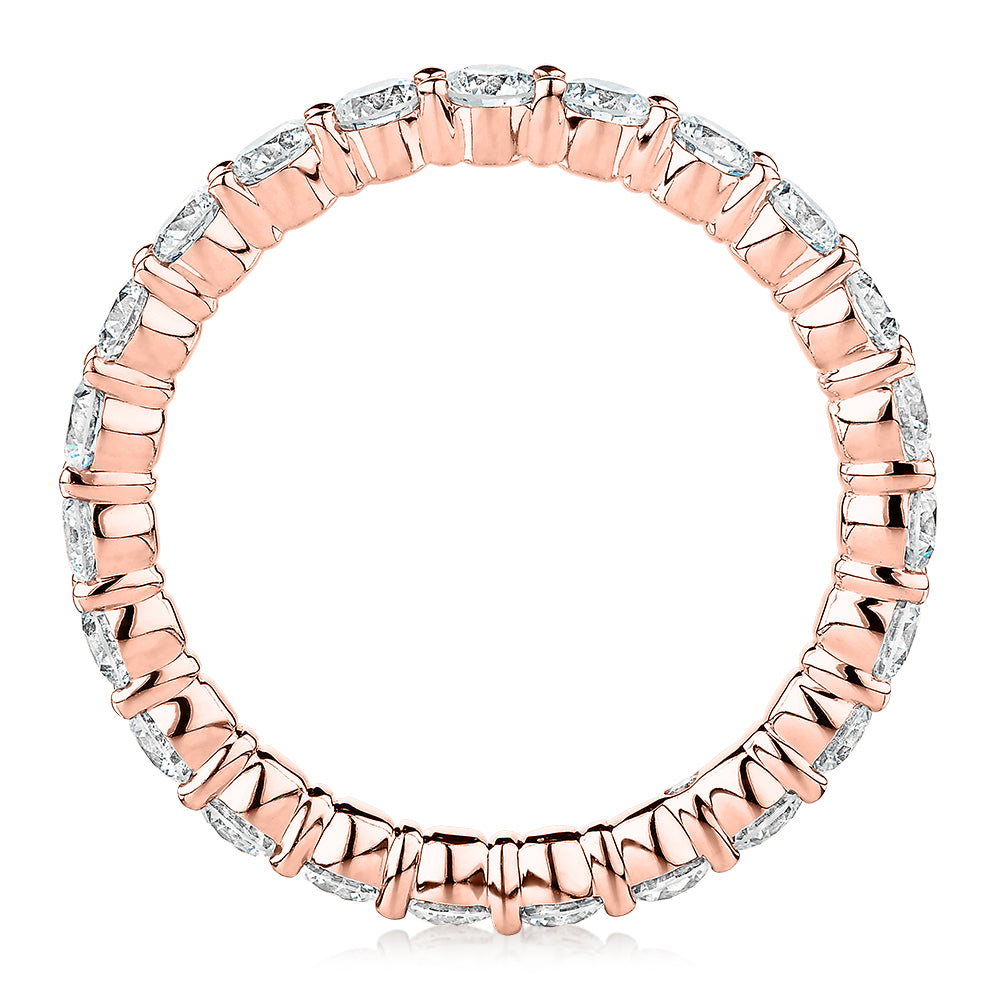 Signature Simulant Diamond 1.86 carat* TW round brilliant all-rounder wedding or eternity band in 14 carat rose gold