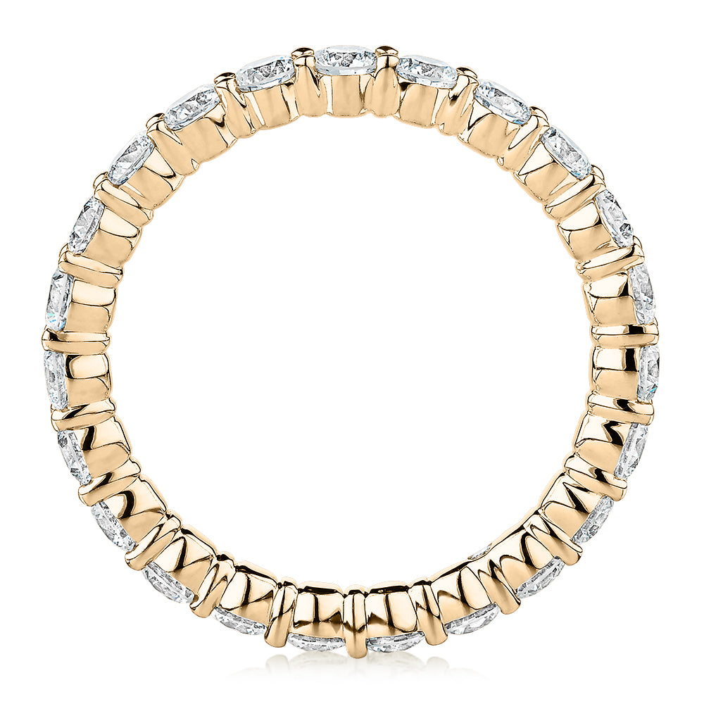 Signature Simulant Diamond 1.86 carat* TW round brilliant all-rounder wedding or eternity band in 14 carat yellow gold