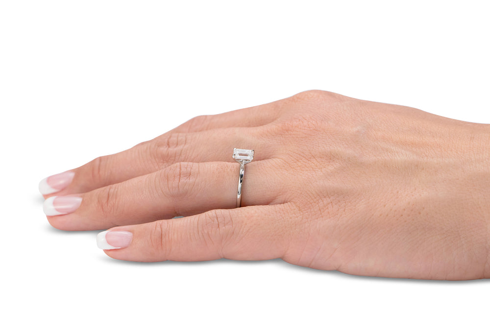 Premium Certified Lab-Grown Diamond, 1.00 carat emerald cut solitaire engagement ring in 14 carat white gold