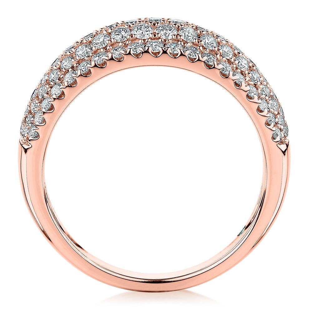 Premium Lab-Grown Diamond, 1.00 carat TW round brilliant dress ring in 14 carat rose gold
