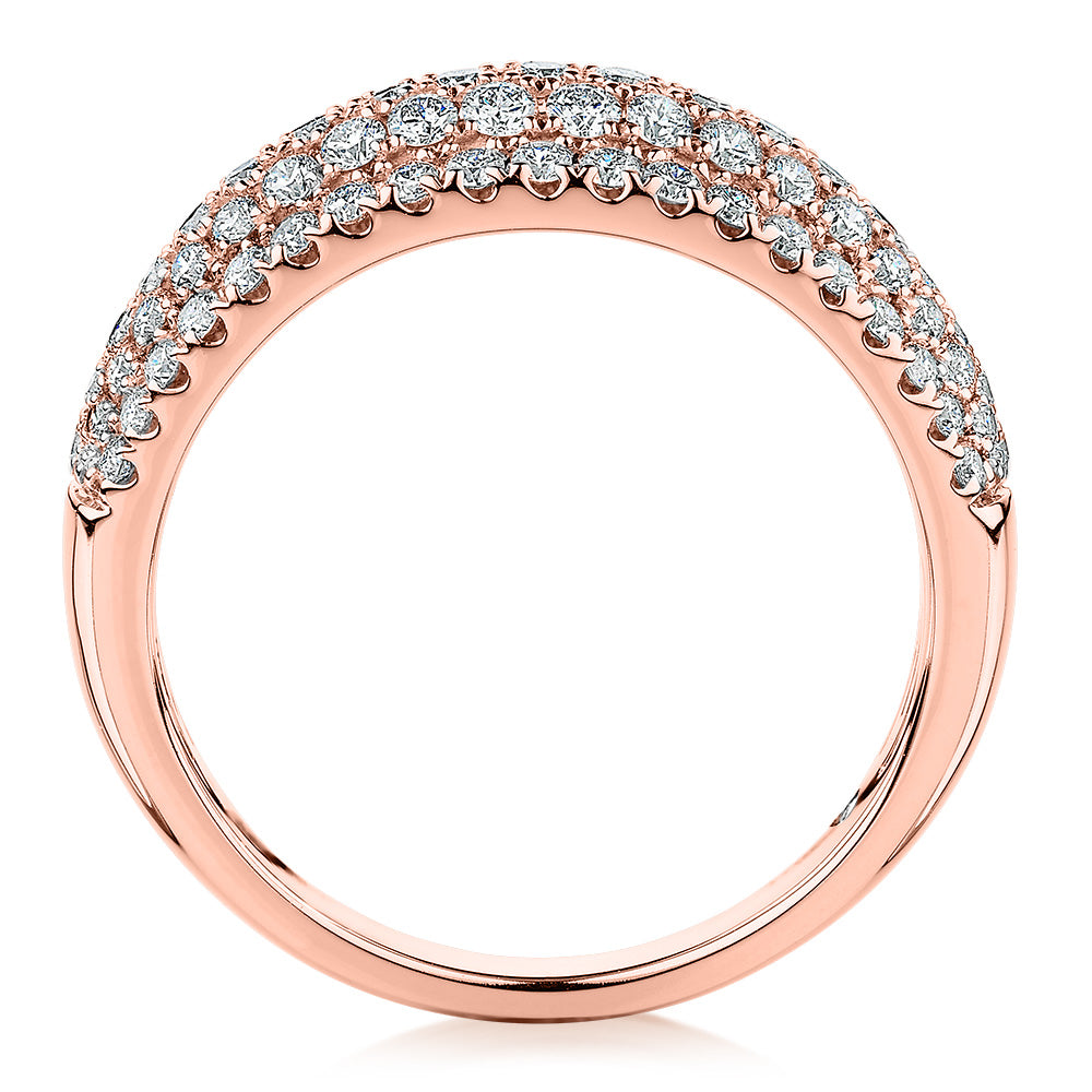 Signature Simulant Diamond 1.00 carat* TW round brilliant wedding or eternity band in 10 carat rose gold