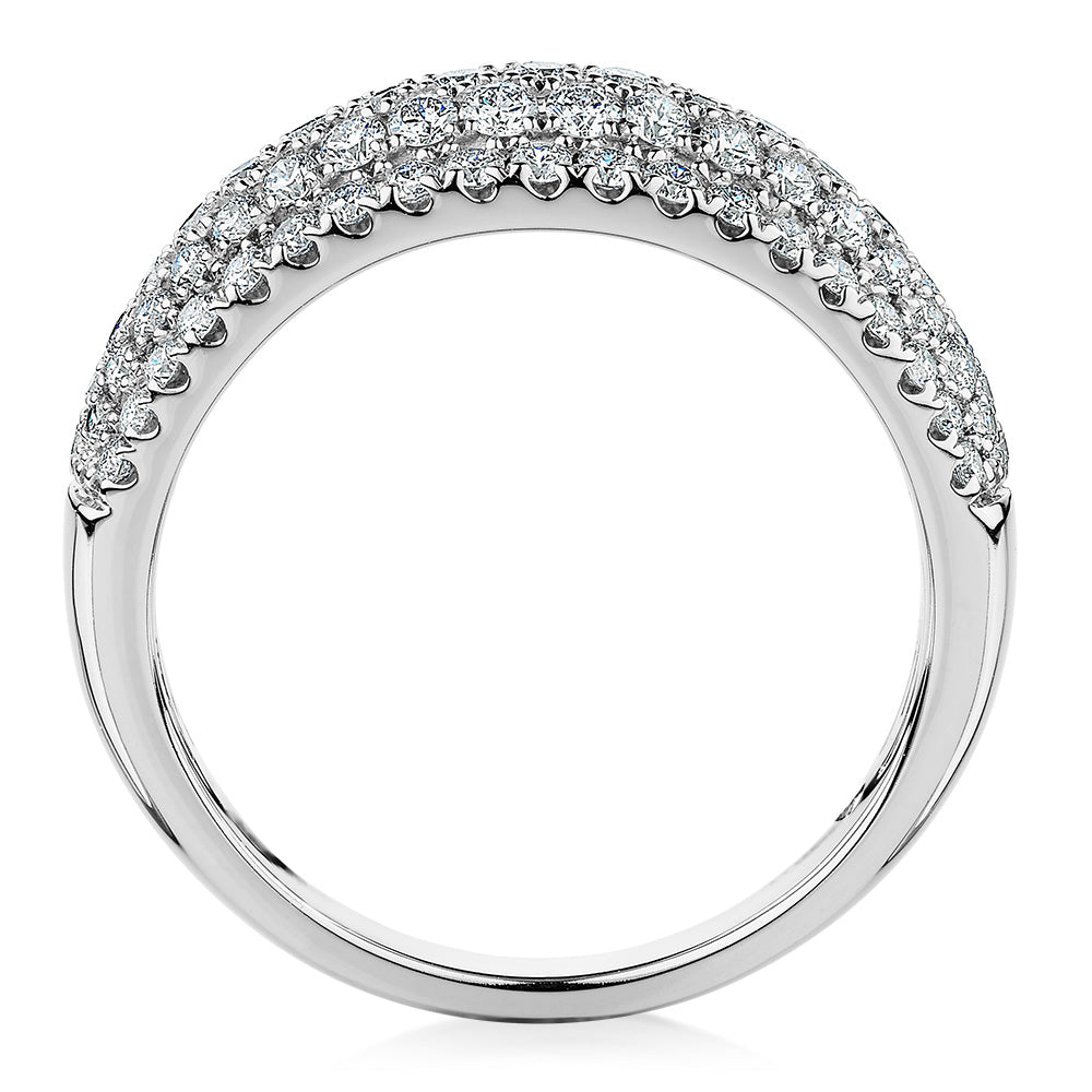 Signature Simulant Diamond 1.00 carat* TW round brilliant wedding or eternity band in 10 carat white gold