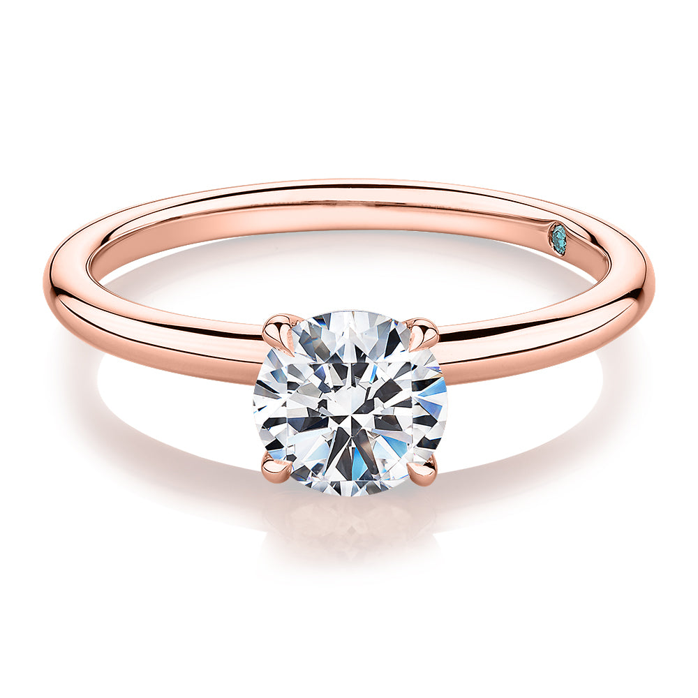 Premium Certified Lab-Grown Diamond, 1.00 carat round brilliant solitaire engagement ring in 14 carat rose gold