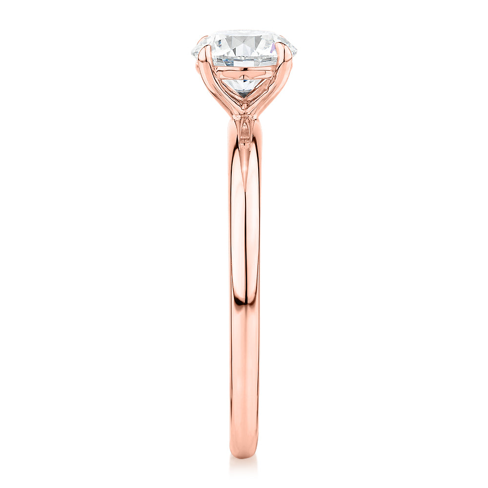 Premium Certified Lab-Grown Diamond, 1.00 carat round brilliant solitaire engagement ring in 14 carat rose gold
