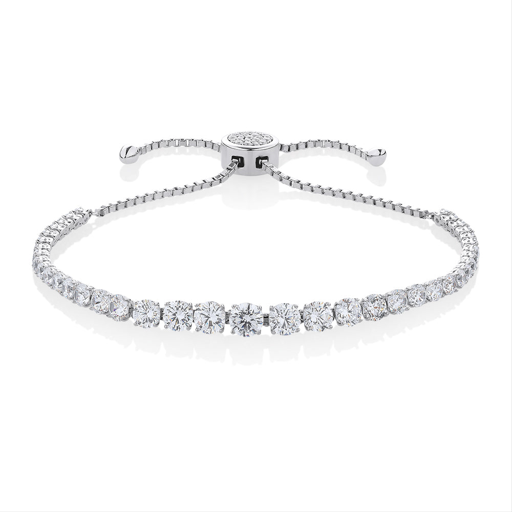 Slider bracelet with 5.97 carats* of diamond simulants in sterling silver
