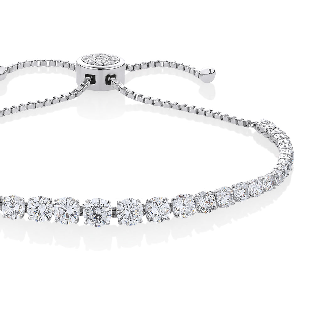 Slider bracelet with 5.97 carats* of diamond simulants in sterling silver
