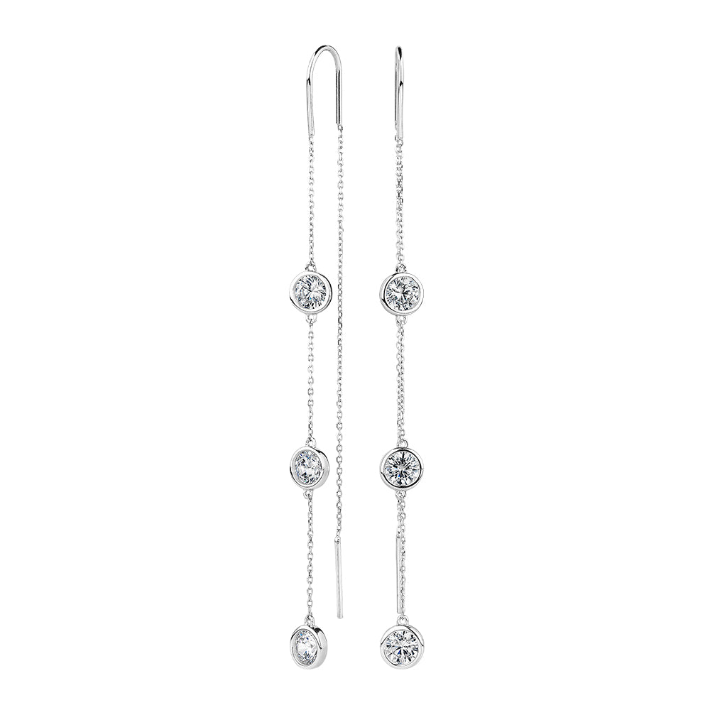 Round Brilliant drop earrings with 2.76 carats* of diamond simulants in sterling silver