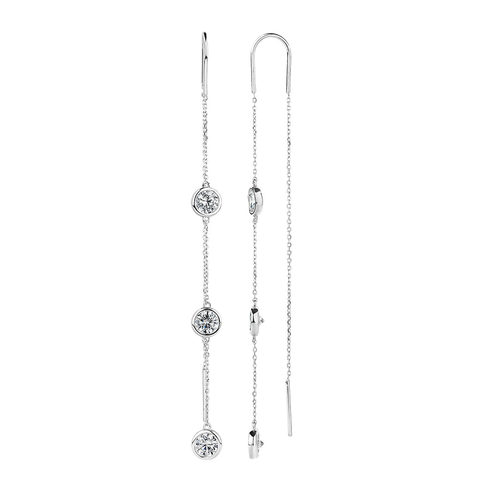 Round Brilliant drop earrings with 2.76 carats* of diamond simulants in sterling silver