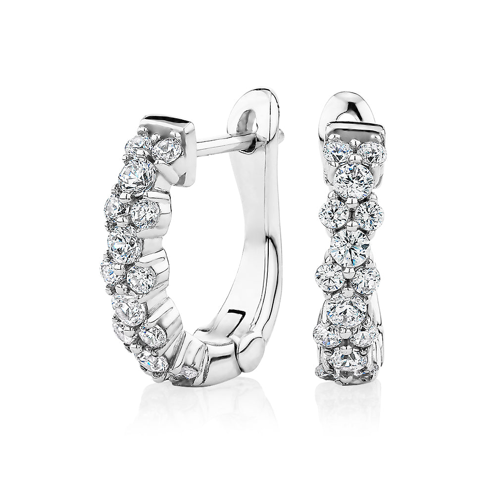 Round Brilliant hoop earrings with 0.54 carats* of diamond simulants in sterling silver