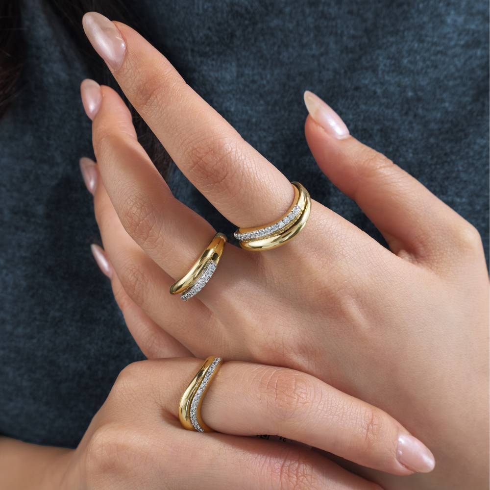 DUO Dress ring with 0.21 carats* of Signature Simulants in 18 carat yellow gold vermeil