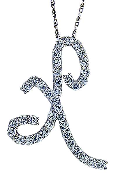 Large fancy initial pendant in sterling silver 'X'
