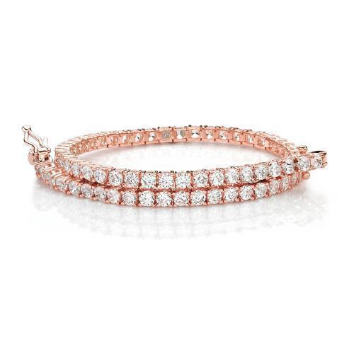 Round Brilliant tennis bracelet with 4.38 carats* of diamond simulants in 10 carat rose gold