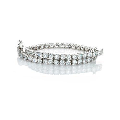 Round Brilliant tennis bracelet with 6.93 carats* of diamond simulants in 10 carat white gold