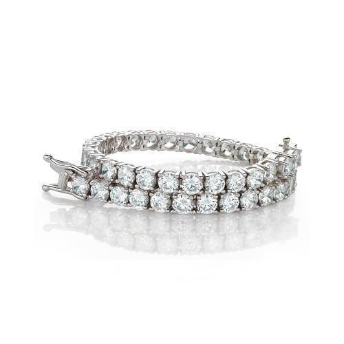 Round Brilliant tennis bracelet with 11 carats* of diamond simulants in 10 carat white gold