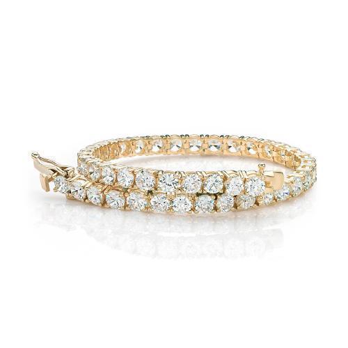 Round Brilliant tennis bracelet with 12 carats* of diamond simulants in 10 carat yellow gold