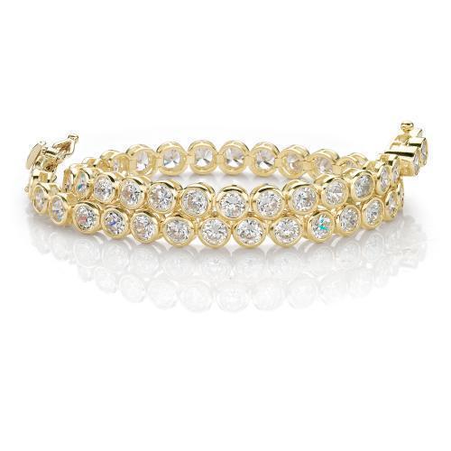 Round Brilliant tennis bracelet with 5.83 carats* of diamond simulants in 10 carat yellow gold