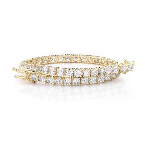Round Brilliant tennis bracelet with 8.5 carats* of diamond simulants in 10 carat yellow gold