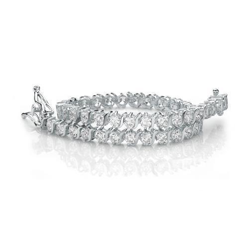 Round Brilliant tennis bracelet with 5.28 carats* of diamond simulants in 10 carat white gold