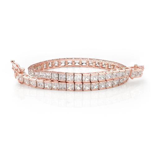 Princess Cut tennis bracelet with 10.26 carats* of diamond simulants in 10 carat rose gold