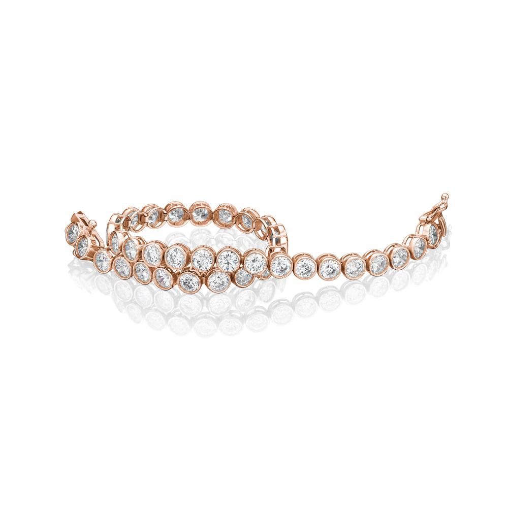 Round Brilliant tennis bracelet with 9.25 carats* of diamond simulants in 10 carat rose gold