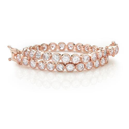Round Brilliant tennis bracelet with 9.25 carats* of diamond simulants in 10 carat rose gold