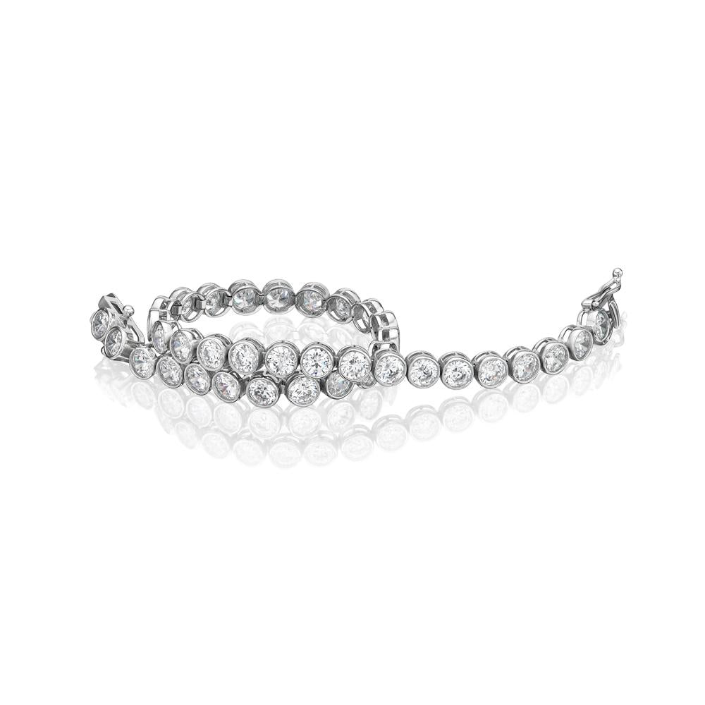Round Brilliant tennis bracelet with 9.25 carats* of diamond simulants in 10 carat white gold