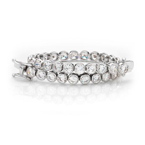 Round Brilliant tennis bracelet with 10.25 carats* of diamond simulants in 10 carat white gold