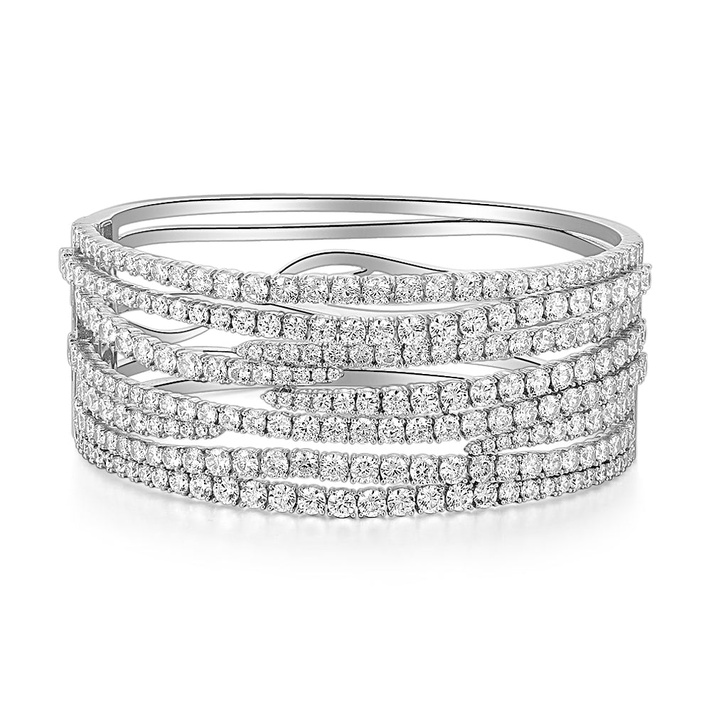 Round Brilliant bangle with 15.53 carats* of diamond simulants in sterling silver