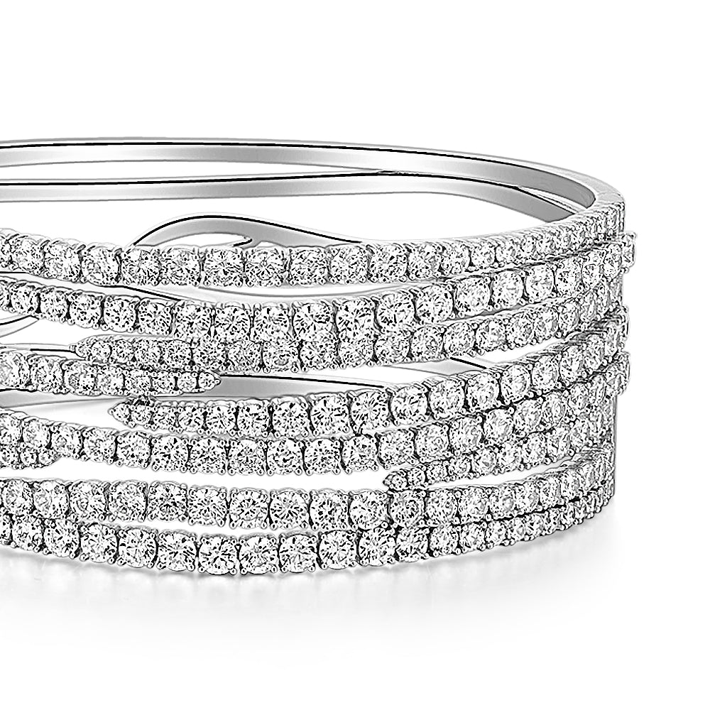 Round Brilliant bangle with 15.53 carats* of diamond simulants in sterling silver