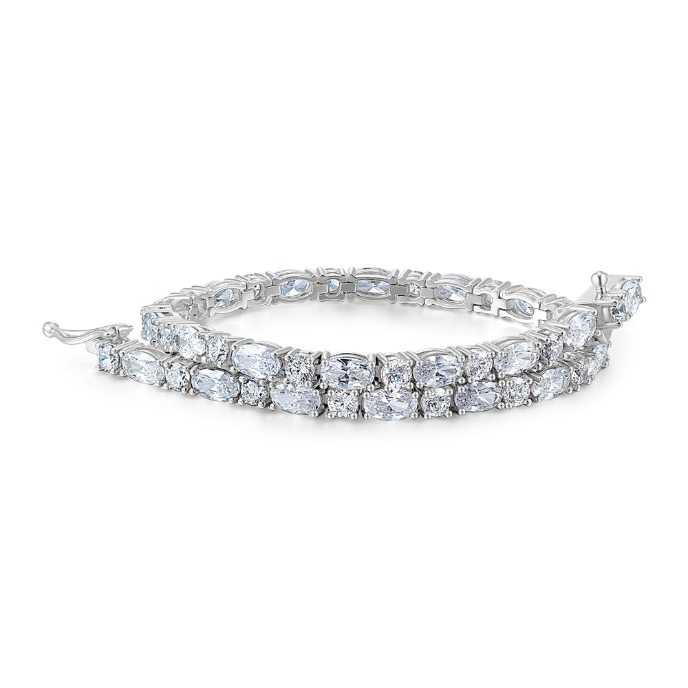 Round Brilliant tennis bracelet with 6.38 carats* of diamond simulants in sterling silver
