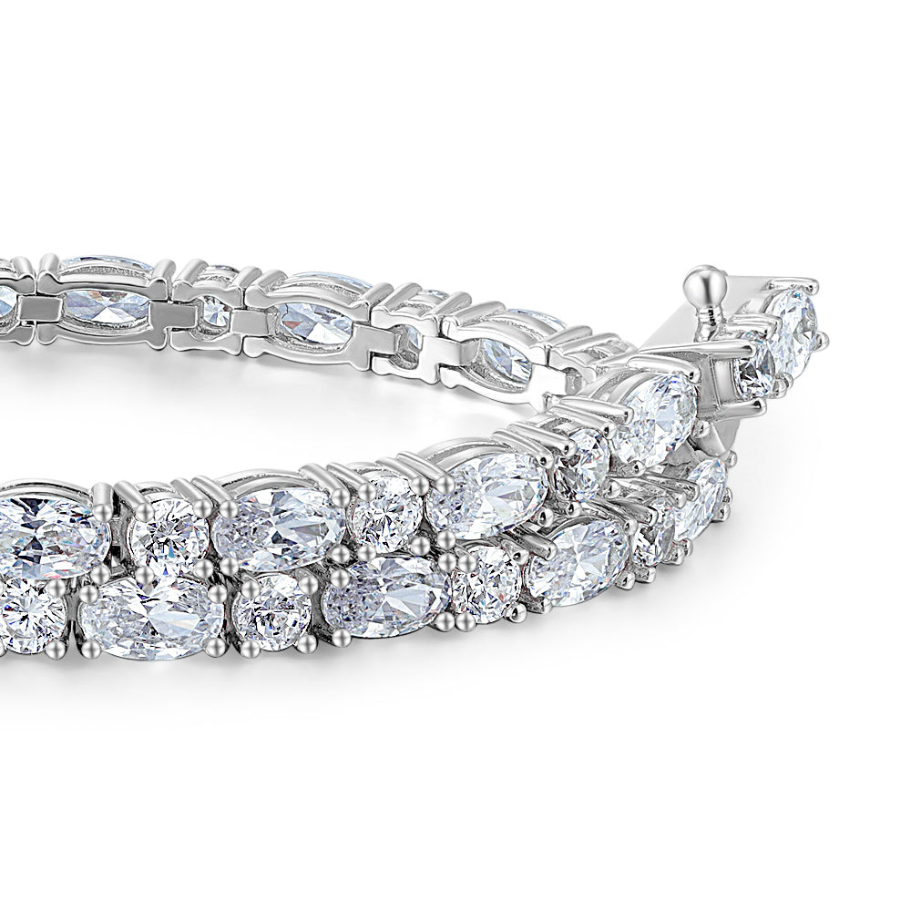Round Brilliant tennis bracelet with 6.38 carats* of diamond simulants in sterling silver