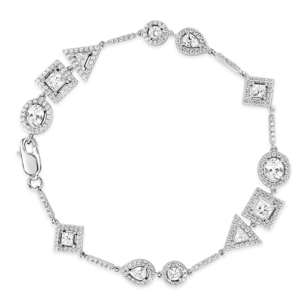 Tennis bracelet with 3.41 carats* of diamond simulants in sterling silver
