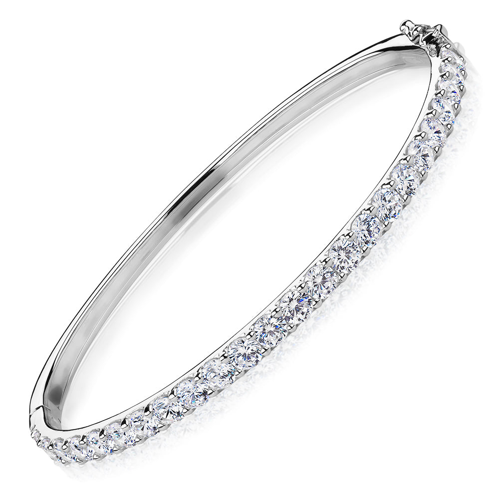 Round Brilliant bangle with 6 carats* of diamond simulants in sterling silver