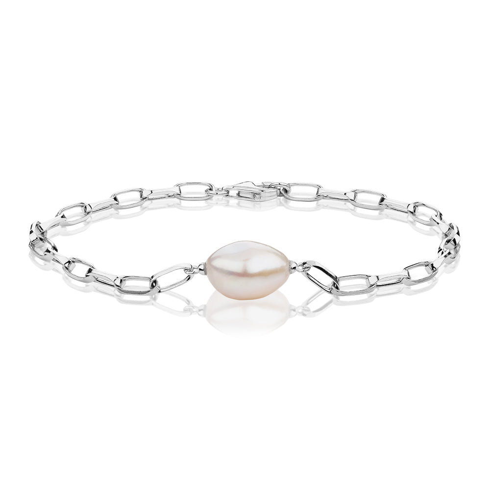 Cultured freshwater pearl bracelet in sterling silver