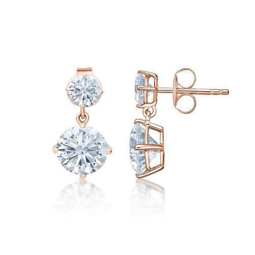 Round Brilliant drop earrings with 5 carats* of diamond simulants in 10 carat rose gold