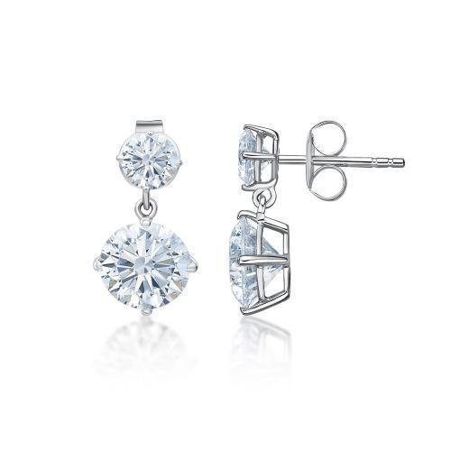 Round Brilliant drop earrings with 5 carats* of diamond simulants in 10 carat white gold