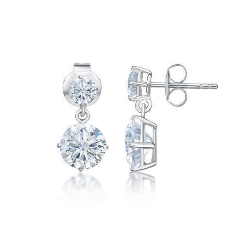 Round Brilliant drop earrings with 2.56 carats* of diamond simulants in 10 carat white gold